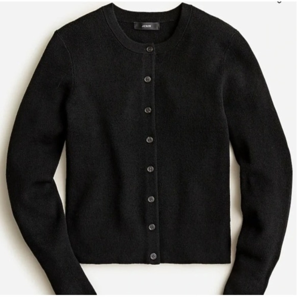 J.Crew Jackie Cardigan Sweater Cotton-Blend Button Front Black Medium
